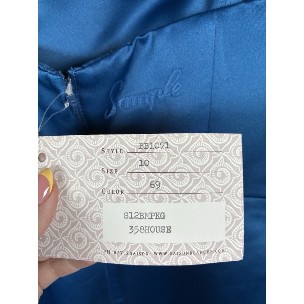 SB Boutique Bridesmaids Size 10 Blue Satin Cocktail Dress NWT Sample Unique - Picture 4 of 7
